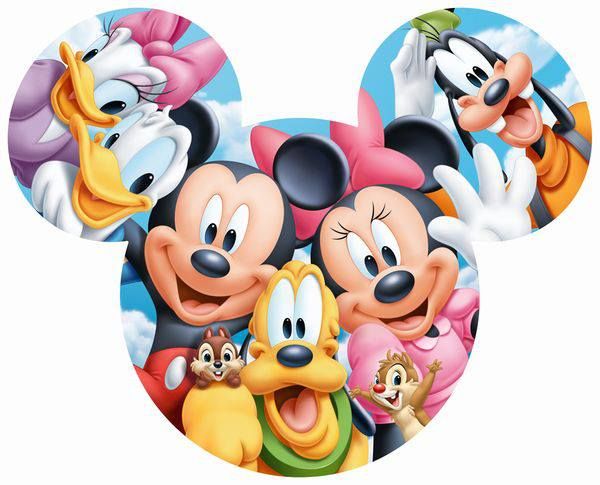 mickey mouse and other disney characters in front of a white background with the words happy birthday