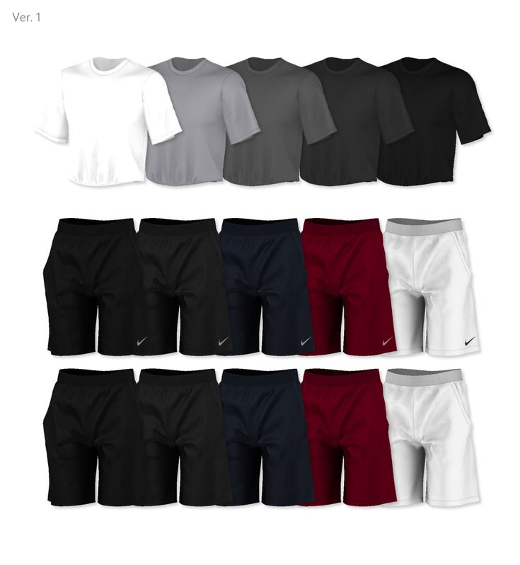 men's tennis shorts and t - shirts in different colors, sizes and styles