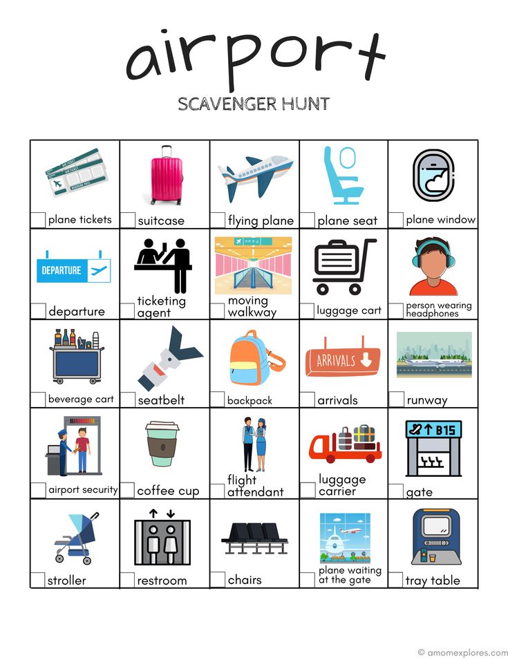 the airport scavenger hunt is shown in this graphic