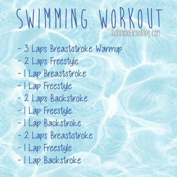 the swimming workout list is displayed in blue water, with instructions on how to use it