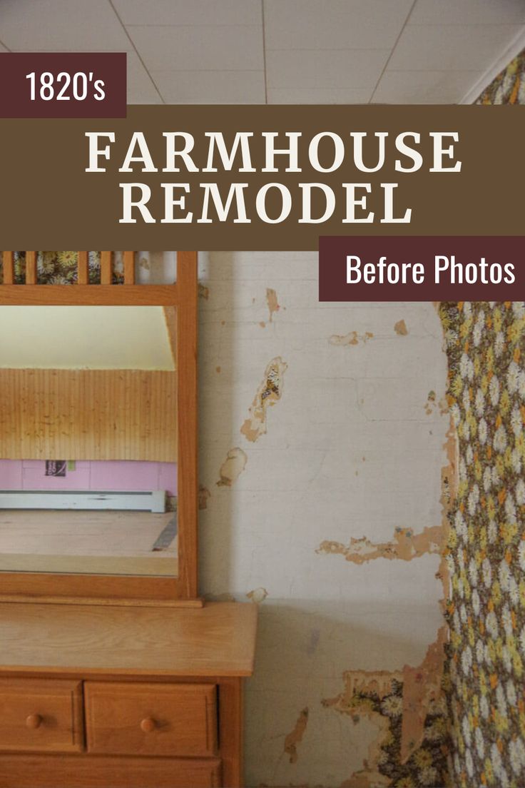 an old room with peeling paint on the walls and a mirror in the corner that says farmhouse remodel before photos