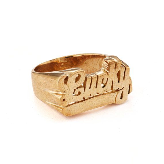 A perfect addition to your favorite stack - our signature nameplate rings are a quirky spin on an old school favorite. Guacamole? Winetime? Sweatpants? Whatever your passion... we GET you.Hand-carved unisex rings are available in sizes 5-13 - please contact us directly for any additional sizing needs.These items are handmade! Please allow 5-10 business days for rings to be sized and shipped. Rush shipping is available upon checkout. Urban Accessories, Nameplate Ring, Lucky Ring, Unisex Rings, Dope Jewelry, Funky Jewelry, Jewelry Lookbook, Put A Ring On It, Unisex Ring