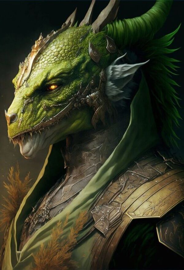 a green dragon with horns on its head