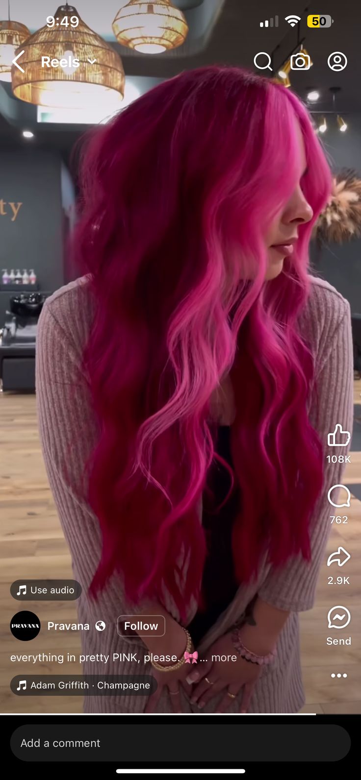 Magenta Hair With Pink Money Piece, Magenta Hair With Money Piece, Red Pink And Purple Hair, Pink Dimensional Hair, Pink And Magenta Hair, Vivid Pink Hair, Ombre Tattoos, Red Hair Pink Highlights, Maroon And Pink Hair