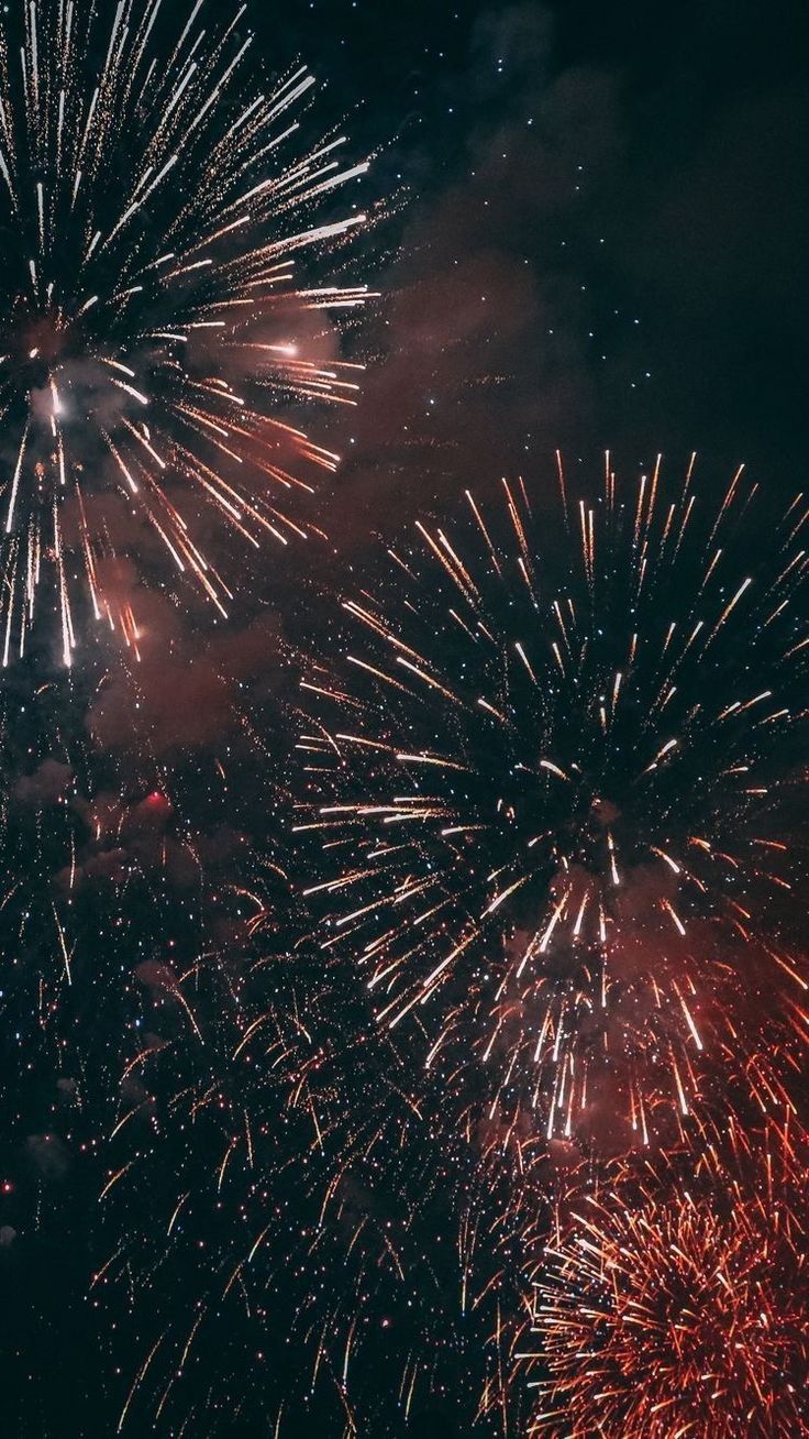 fireworks are lit up in the night sky