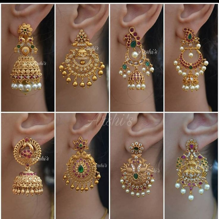 Earrings Design Gold New Model, Jhumkas Gold Indian, Buti Design, Ruby Necklace Designs, Gold Earrings For Kids, Gold Jewels Design, Gold Earrings Models, Fancy Jewelry Necklace, Gold Earrings Wedding