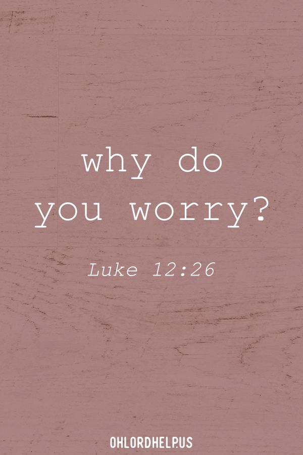 a pink background with the words, why do you worry? luke 12 26