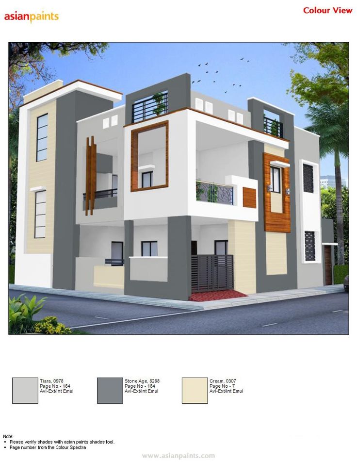 two story house with balcony and balconies on the second floor, color scheme