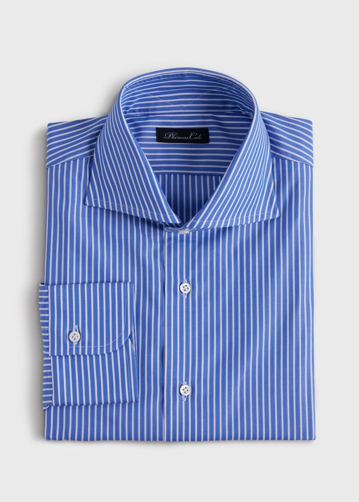 Timeless Fitted Shirt With Concealed Placket, Fitted Luxury Cotton Shirt, Luxury Fitted Cotton Shirt, Luxury Tailored Shirt For Semi-formal Occasions, Fitted Luxury Tops With Concealed Placket, Elegant Long Sleeve Custom Fit Shirt, Elegant Fitted Blue Dress Shirt, Luxury Business Casual Shirt, Elegant Blue Fitted Dress Shirt