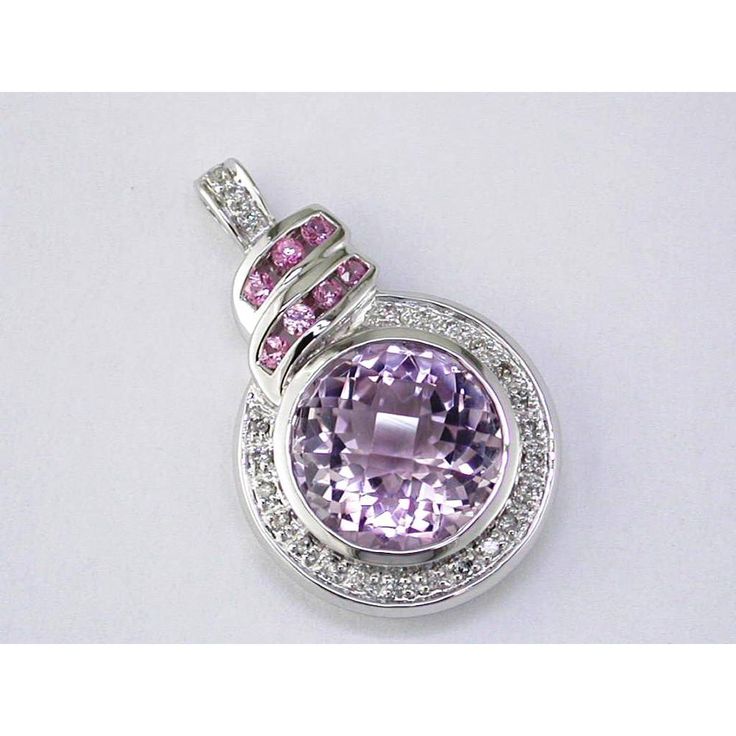 Enchanting 14K White Gold Amethyst & Diamond Pendant Amethyst Pendant With Diamond Accents, Luxury Amethyst Necklace With Large Pendant, Luxury Amethyst Pendant Necklace, Ornate Amethyst Pendant Necklaces, High-end Faceted Amethyst Necklaces, Amethyst Birthstone, Radiant Diamond, White Gold Jewelry, Royal Jewelry