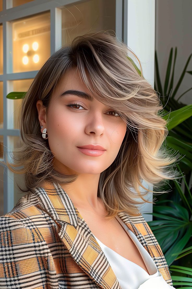 Stylish woman with side-swept bangs and a smooth bob hairstyle. Smooth Bob, New Hair Look, Sweeping Bangs, Swept Bangs, Sleek Bob, Side Swept Bangs, Side Swept, Side Bangs, Latest Hairstyles