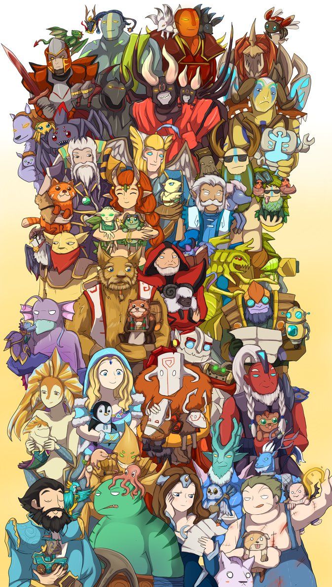 many different types of cartoon characters are grouped together in this image, with one being surrounded by