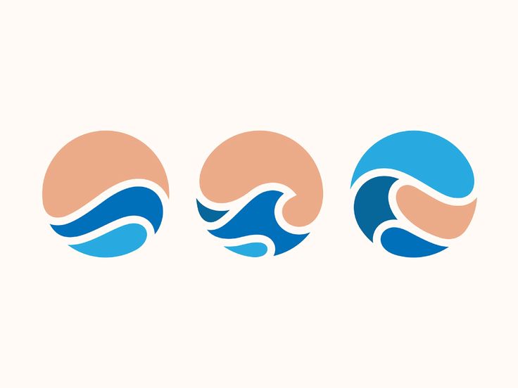 three different logos with waves in the middle