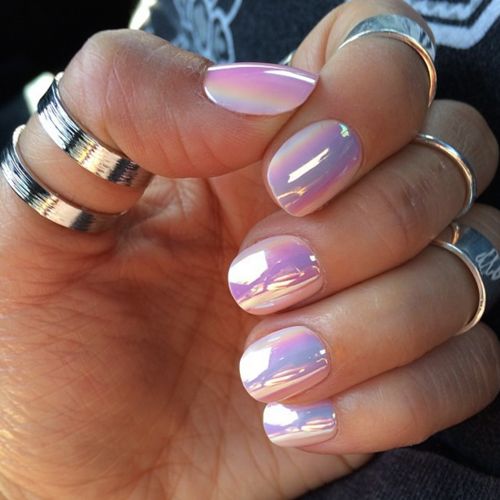 Metallic Pink Nail Polish fashion nails pink jewelry hands pretty rings silver accessories polish metallic Nagellack Trends, Unicorn Nails, Her Nails, Metallic Nails, Nail Art Summer, Fancy Nails, Types Of Nails, Nail Arts, Nail Polishes