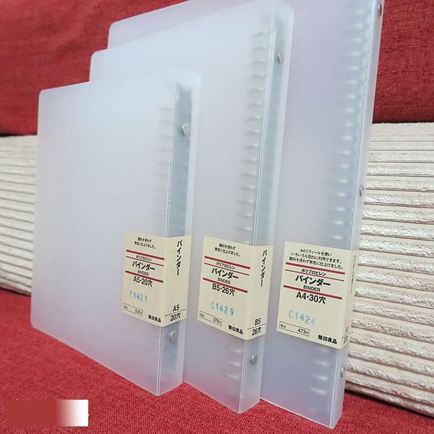 three clear file folders with labels on them sitting next to each other in front of a red bed