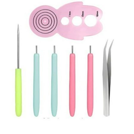 the tools needed to make this manicure set are pink, blue, and green