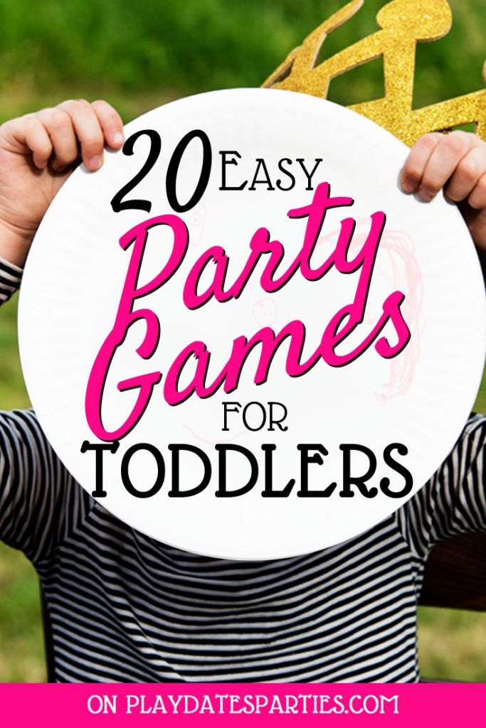 a girl holding up a paper plate with the words 20 easy party games for toddlers