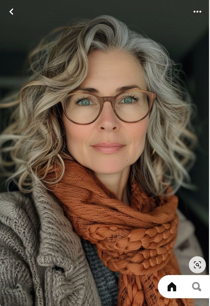 Curly Hairstyles Grey Hair, Shoulder Length Hair Cuts For Round Faces Layers, Medium Grey Hair, High Volume Hair, Grey Hair And Glasses, Grey Hair Inspiration, Top Hairstyles, Haircuts For Medium Hair, Chic Hairstyles