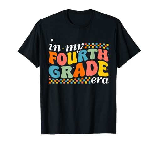 a black shirt that says i'm my fourth grade teacher in colorful letters on the front