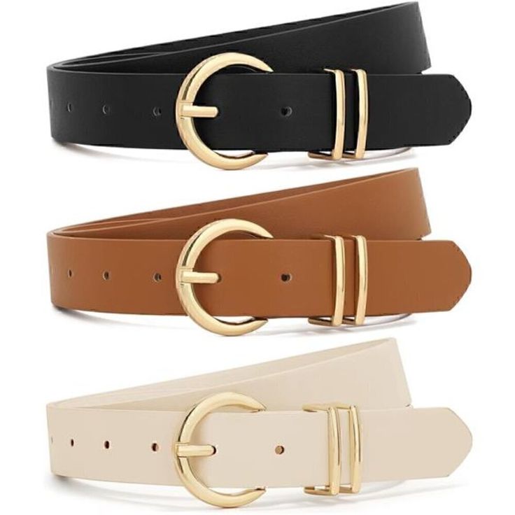 *Xzqtive’s Casual Leather Belt Is Made Of Quality Leather Material Which Is Soft, Light Weight And Touch Smooth, 1.1in Width Narrow Leather Help To Make Your Outfit Look More Elegant, Fresh And Lively In Any Season. *Circle Gold Buckle - Shiny Golden Round Buckle Stay Classic But Still Get The Fashion Trendy, Capable With Two Gold Metal Loops Are Designed To Hang The Tail Of Belt, Help To Stay Neat And Elegant, The Metal Loops Is Fixed On Belt, No Worry About Loosing Like The Removable Leather L Belts Aesthetic, Casual Leather Belt, Leather Jeans, Estilo Preppy, Fashion Belts, Western Leather, Black Leather Belt, Leather Belts, Gold Fashion