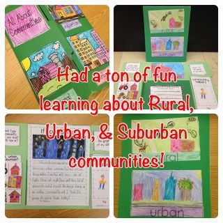 several pictures of children's books with the title had a ton of fun learning about rural, urban and suburban communities