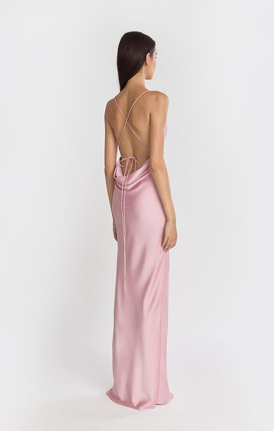 Formal Sleeveless Maxi Dress With Lace-up Back, Formal Evening Dress With Tie And Low Back, Formal Dresses With Tie Back And Low Back, Formal Low Back Dress With Tie Back, Formal Backless Dresses With Tie Back, Elegant Formal Midi Dress With Lace-up Back, Formal Backless Evening Dress With Tie Back, Elegant Maxi Dress With Lace-up Back, Formal Spring Backless Dress With Ruched Back