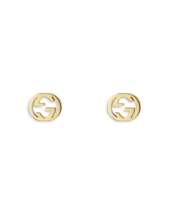 Gucci 18K Yellow Gold Interlocking G Stud Earrings Designer Gold-tone Earrings As Gift, Gucci White Gold Round Earrings, Classic Gucci Earrings For Anniversary, Luxury Gucci Yellow Gold Earrings, Designer Gold Round Earrings, Designer Yellow Gold Jewelry With Matching Earrings, Gucci Tarnish Resistant Gold Jewelry, Gucci Round Earrings For Formal Occasions, Gucci Round Earrings For Formal Events