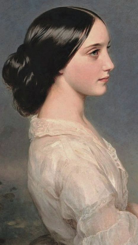 a painting of a woman in white dress with her hand on her hip and looking off to the side