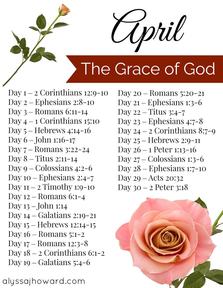 the grace of god poster with pink rose and bible verses on white background for easter