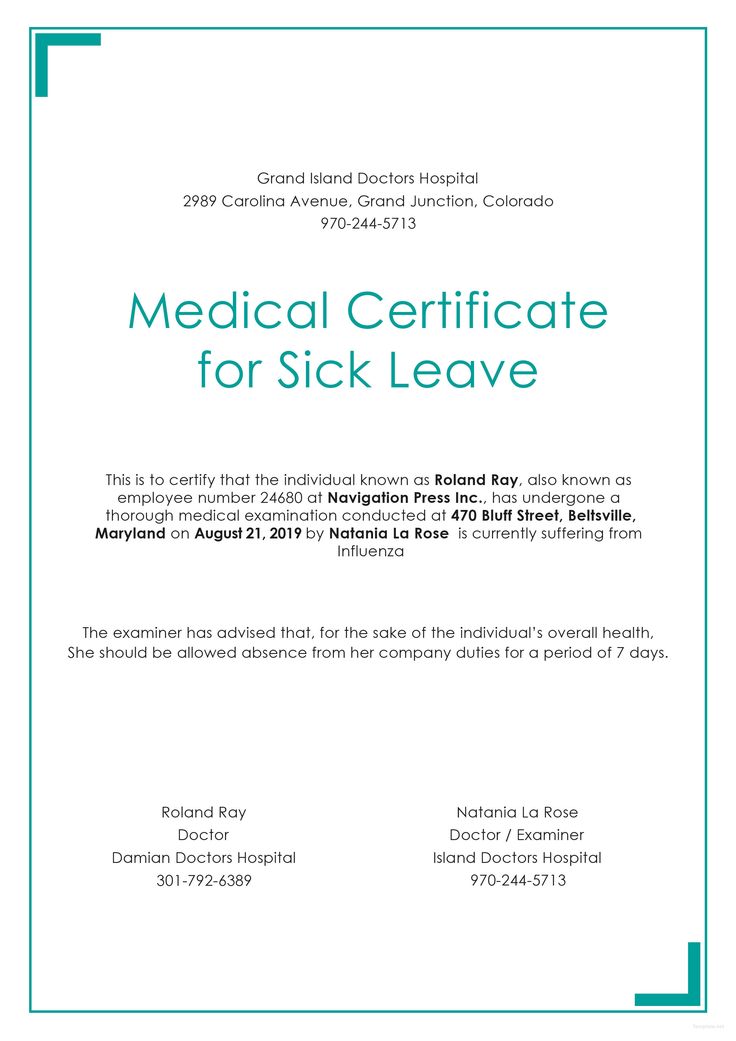 the medical certificate for sick leave