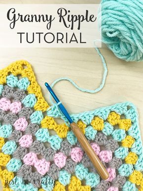 a crochet granny square with yarn next to it