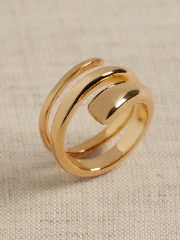 An alluring and comfortable ring encircles the finger with a gradually widening coil.  Timeless Classics: Luxury, everyday.  A showcase of time-honored craftsmanship and skilled Italian artisans, these are the pieces you'll reach for season after season, delighting in their exceptional versatility and endless appeal.  12K-gold plated or silver-plated bronze.  Made in Italy.  Length: 0. 75" Prom Prep, Italian Ring, Coil Ring, Jewelry Stack, Ring Photography, Future Man, Ring Jewellery Design, Marriage Ring, Accessories Gold