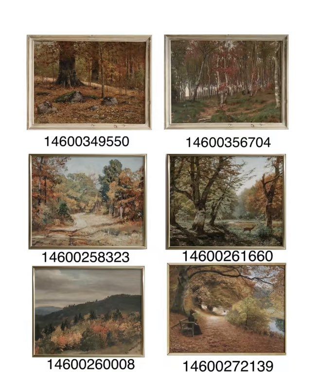 four pictures with different trees in them and numbers on the bottom right side, along with an image of a wooded area