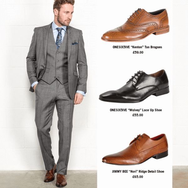 Knowing how to match dress shoes with your suits is an area that has plagued the aspiring fashionable man for many a year! Fret no further! In this comprehensive guide, we cover how to match dress shoes with your suits, from both shoe color and shoe style perspectives. #dapper #mensstyle Grey Suit Shoes, Grey Suit Brown Shoes, Homecoming Styles, Wedding Suits Men Grey, Men Wardrobe, Groomsmen Ideas, Shirt And Tie Combinations, Grey Suits, Suit Brown