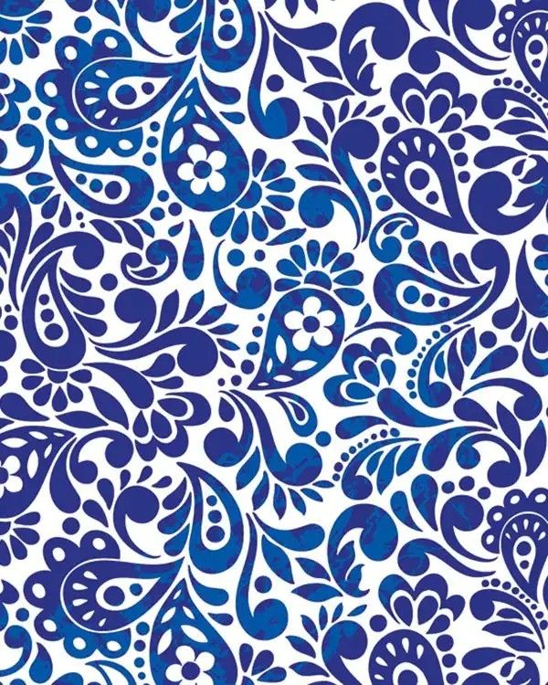 a blue and white floral pattern