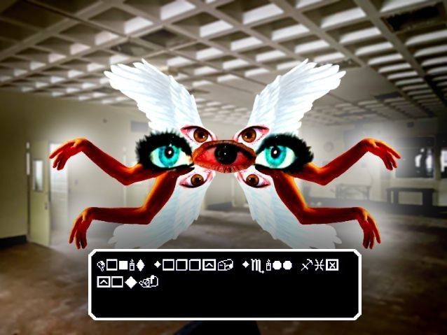 an animated image of two winged creatures with blue eyes and green eyes, in front of a white background