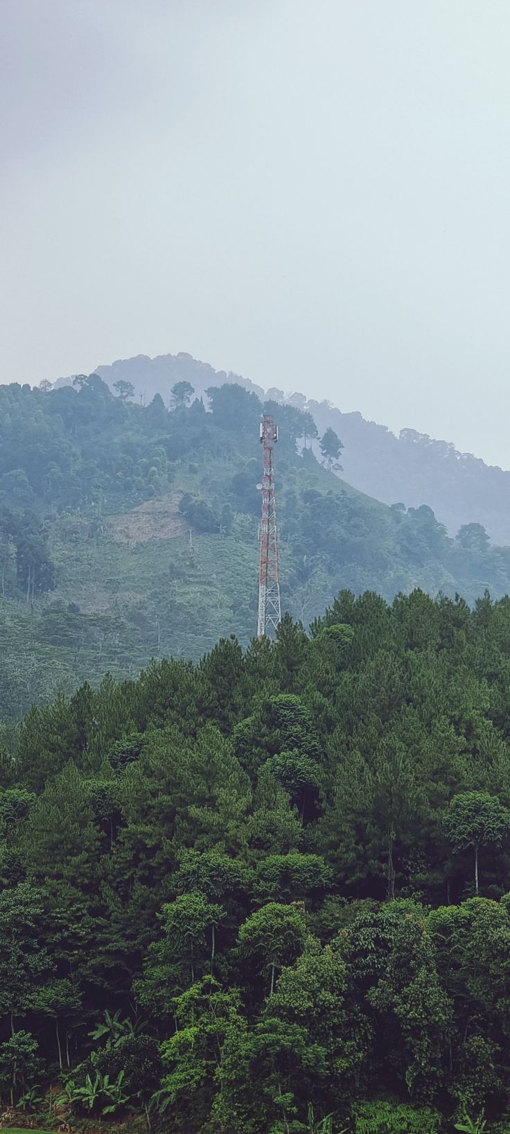 an oil rig on top of a hill surrounded by trees