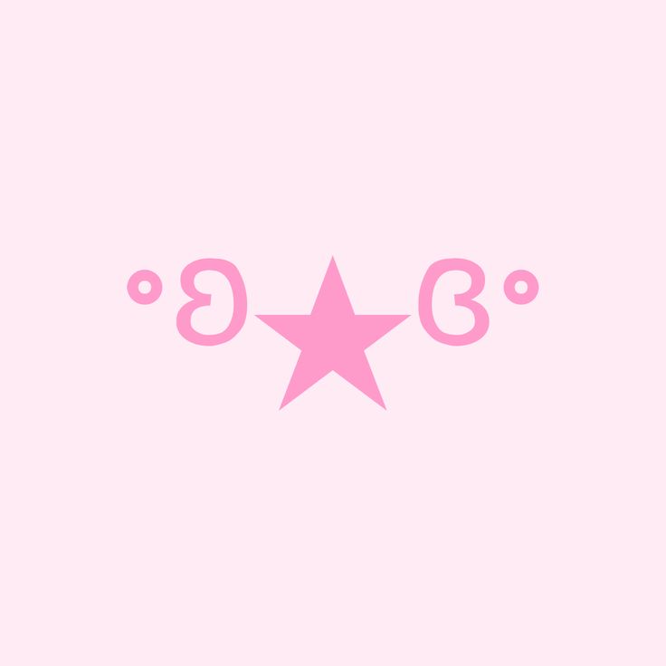 a pink star with the letter e on it's side and two smaller stars in the middle