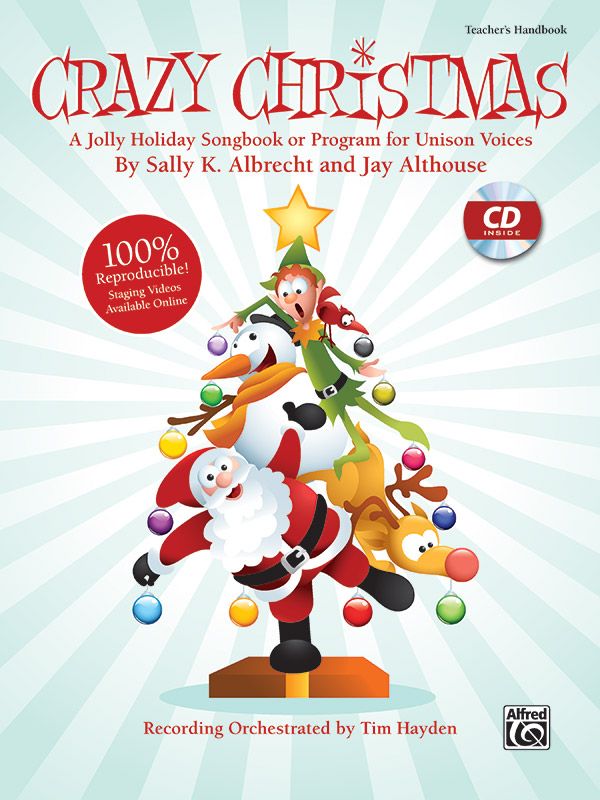 the cd cover for crazy christmas, featuring santa claus and other animated characters in front of a