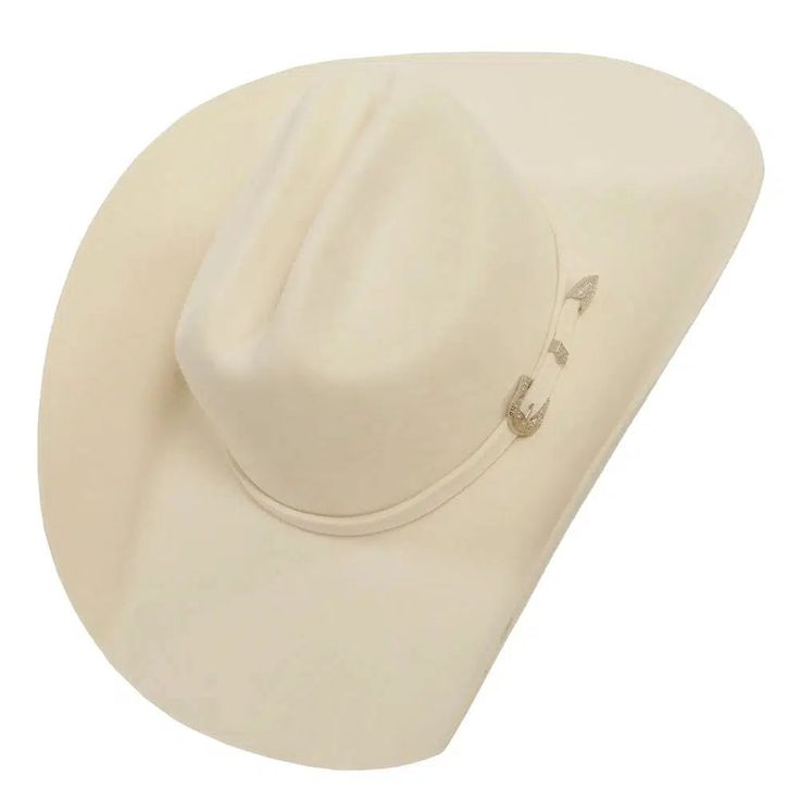 Cattleman White | Womens Felt White Cowgirl Hat is a striking statement piece crafted from midweight felt wool. Featuring a classic cattleman shape with a 4" brim and a felt band adorned with a three-piece buckle, this hat combines timeless elegance with western charm. Perfect for adding flair to any look. Material: Midweight Felt Wool Shape: Cattleman Trim: Felt Band with Three Pieces Buckle Brim Size: 4” Crown Height: 4 1/2” Sweatband: AHM Velcro Imported White Western Felt Hat For Kentucky Derby, White Flat Brim Hat For Ranch, Western White Felt Hat With Curved Brim, White Western Felt Hat With Curved Brim, Classic White Hat Bands For Rodeo, White Western Hat With Flat Brim, Classic White Hat Band For Rodeo, White Fitted Felt Hat With Curved Brim, Western White Hat With Curved Brim