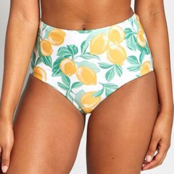 High Waisted Lemon Print Bikini Bottom From Modcloth. Women's Size Large, Brand New. High Waist Yellow Bottoms For Poolside, Yellow Fitted High-waist Swimwear, Yellow Lemon Print Swimwear For Beach Season, Yellow High-waist Swimwear For Sunbathing, Yellow High Waist Swimwear For Sunbathing, Yellow High Waist Swimwear For Beach Season, Spring High-waist Yellow Swimwear, Yellow Lemon Print Swimwear For Beach, Yellow High Waist Summer Swimwear