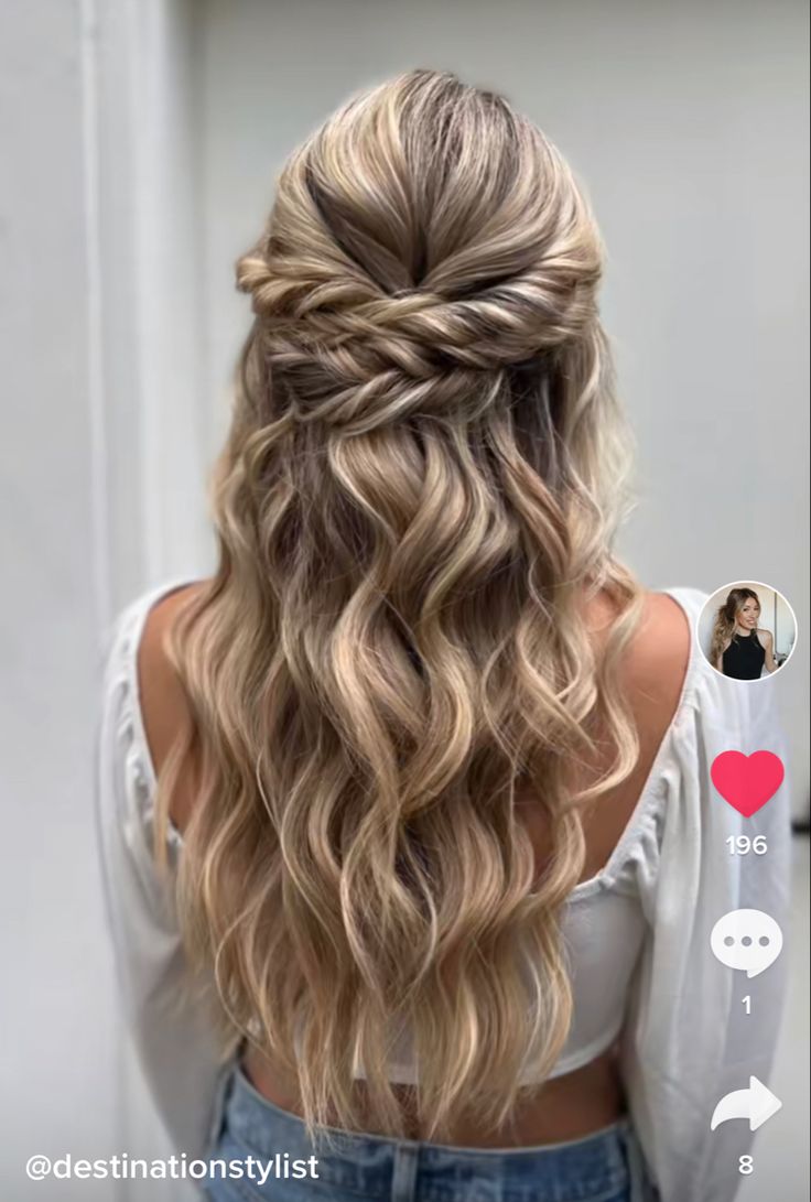 Half Up Half Down Winter Formal Hair, Braid Half Up Half Down Prom, Grad Half Up Half Down Hair, Best Prom Hairstyles, Prom Hair And Makeup Ideas, Half Up Hairstyles Bridesmaid, Formal Half Up Half Down Hairstyles Prom, Formal Hairstyles Half Up Half Down Long, Half Up Half Down Semi Formal Hair