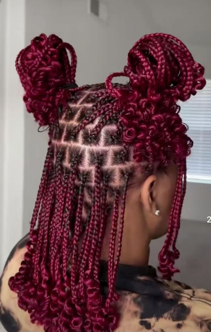 Braid Anime, Braids Reference, Hairstyle Korean, Red Braids, Braids Long, Hairstyles Quick, Hair French, Cute Box Braids, Hairstyle Men