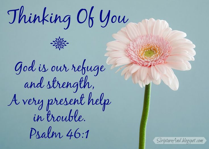 a pink flower with the words, thinking of you god is our refuge and strength