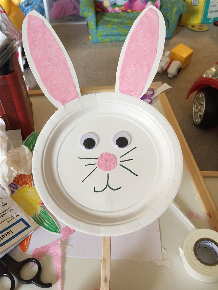 a paper plate with a bunny face on it