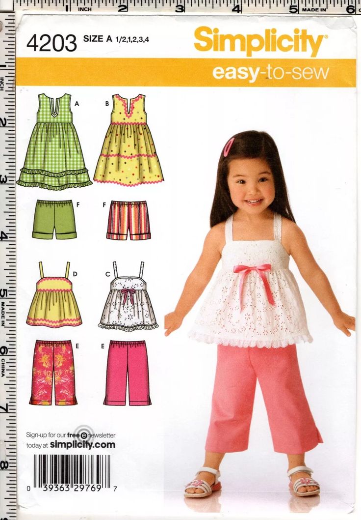 Toddlers' Dresses, Top, Cropped Pants & Shorts ©2006 Simplicity easy-to-sew 4203 | eBay Toddler Summer Dresses, Toddler Sewing Patterns, Toddler Girl Dresses Summer, Childrens Sewing Patterns, Toddler Girl Summer, Sleeveless Tunic Tops, Sewing Patterns Girls, Simplicity Sewing, Easy Sewing Patterns