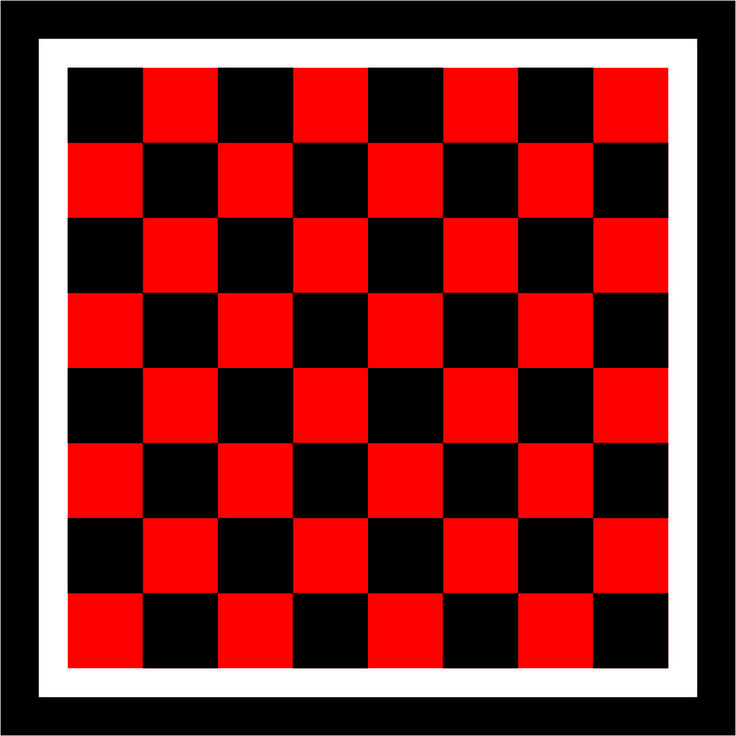 a black and red checkerboard pattern with white border