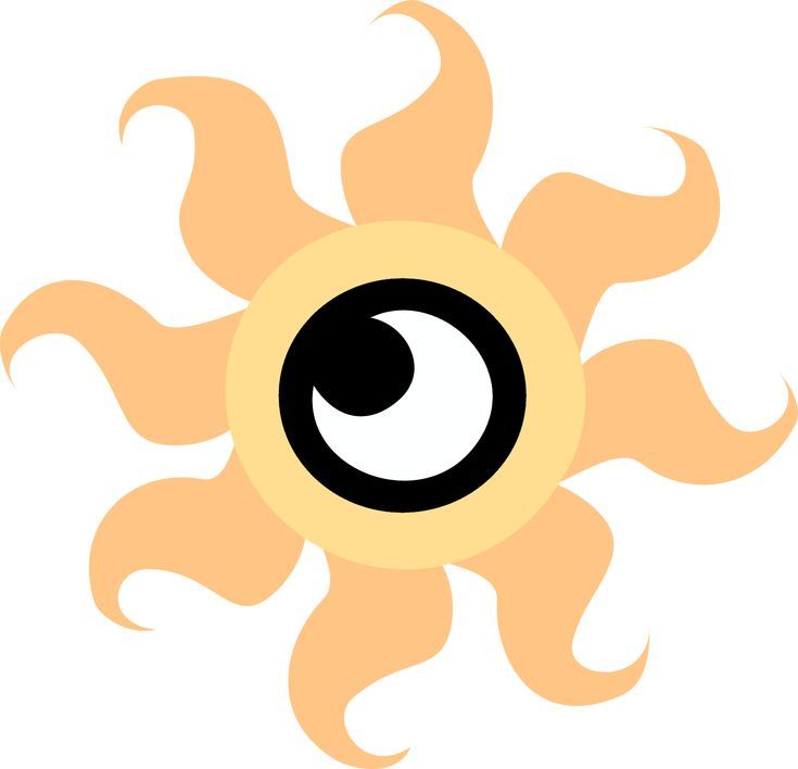 the sun with an eyeball on it is shown in black and orange colors, as well as white background