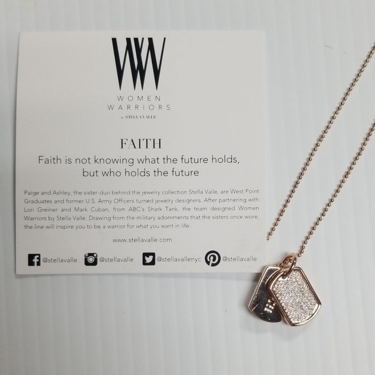 Gorgeous Dog Tag Faith Necklace From Women's Warriors. This Item Is Rose Gold And The Chain Length Is 18 Inches. Women Warriors, Faith Necklace, The Chain, Jewelry Women, Faith Based, Dog Tag, Chain Lengths, Chain Length, Dog Tags