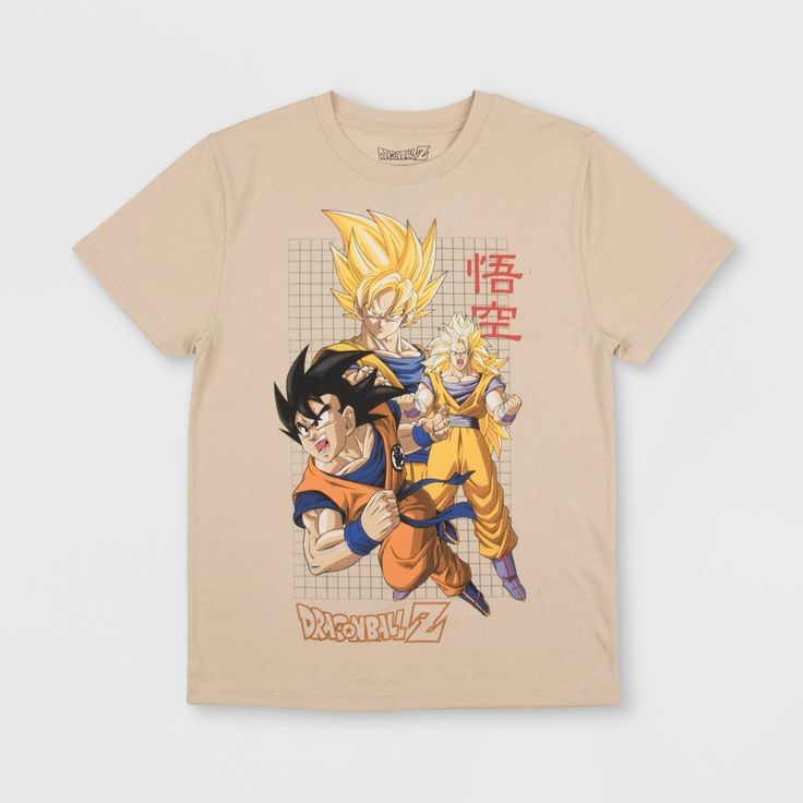 Give your anime enthusiast this Dragon Ball Z Short-Sleeve Graphic T-Shirt so they can rock their fandom in cool style matched with the breathable comfort of 50 % cotton and 50% polyester construction. The front of this beige-brown tee is adorned with a colorful graphic of Goku and other Dragon Ball Z characters, with the logo set against a gray checkered background for a fan-favorite look. The lightweight pullover tee is tailored in a regular fit that hits at the waist to keep your kid comforta Pop Culture Graphic T-shirt For Cosplay, Crew Neck T-shirt For Comic-con Streetwear, Anime Print Shirt For Fan Conventions, Anime Print Pop Culture Shirt For Fan Conventions, Pop Culture Anime Print Shirt For Fan Conventions, Anime Print Shirt For Fan Merchandise, Anime Print Pop Culture Shirt, Anime Print Pop Culture Fan Merchandise Shirt, Pop Culture T-shirt With Screen Print For Cosplay